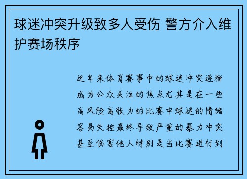 球迷冲突升级致多人受伤 警方介入维护赛场秩序